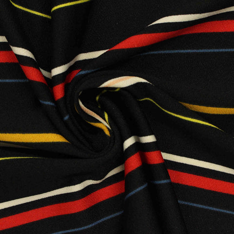 Yellow Horizontal-Stripe Linen-Look, Polyester