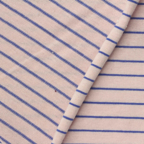 Blue Horizontal-Stripe Jersey Knit, Cotton, 140 gsm