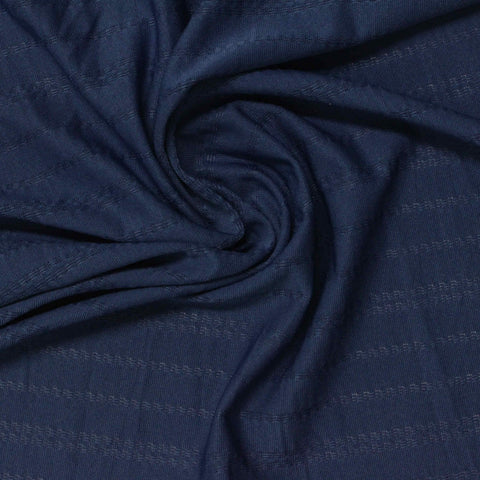 Dark Blue Horizontal-Stripe Jersey Knit, Polyester, 150 gsm