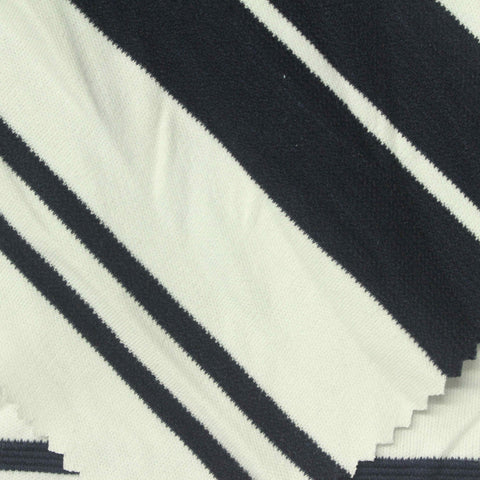 Navy Horizontal-Stripe Knit, Cotton, 290 gsm