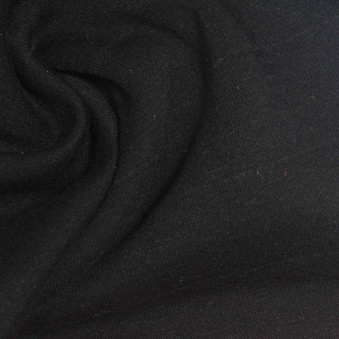 Brushed Cotton Polyester French Terry Fabric, 270 gsm, 180 cm — Black