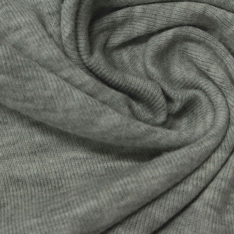 Grey Marl Rib Knit, Poly-Cotton, 145 gsm