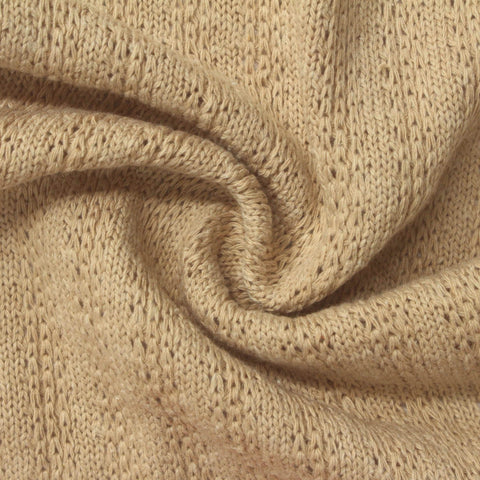 Tan Textured Rib Knit, Poly-Cotton