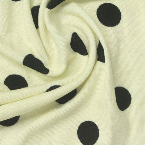 Black Dots Rib Knit, Viscose