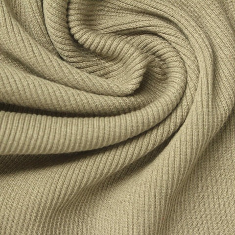 Beige Heather Rib Knit, Poly-Cotton