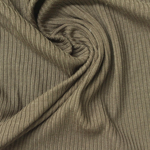 Viscose Stretch Rib Knit Fabric, 250 gsm, 120 cm — Khaki
