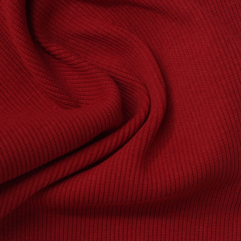 Cotton Stretch Rib Knit Fabric, 325 gsm, 126 cm — Red