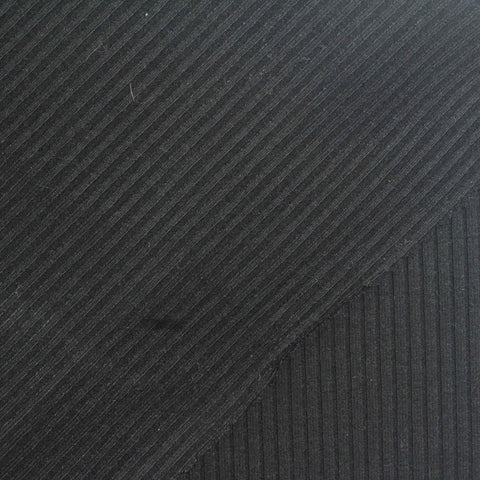 Viscose Stretch Rib Knit Fabric, 395 gsm, 150 cm — Black
