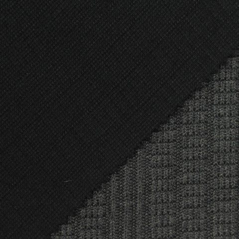 Dark Grey Textured Interlock Knit, Poly-Viscose