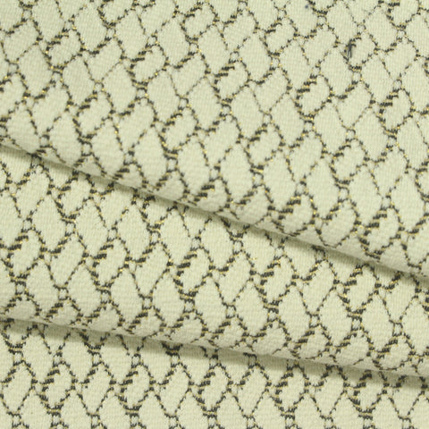 Cream Lattice Interlock Knit, Cotton-Poly