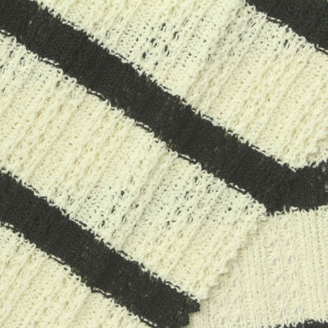 Dark Grey Horizontal-Stripe Chunky Knit, Cotton-Poly, 300 gsm