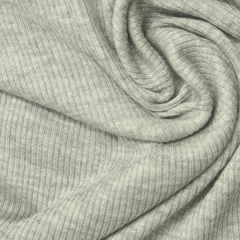 Light Grey Heathered-Marl Rib Knit, Viscose