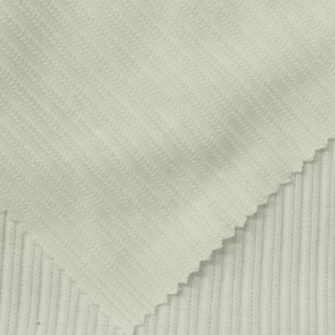 Jacquard Cotton Polyester Stretch Rib Knit Fabric, 165 gsm, 120 cm — White
