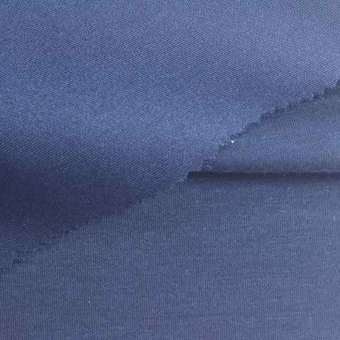 Polyester Viscose Stretch Scuba Knit Fabric, 300 gsm, 155 cm — Navy