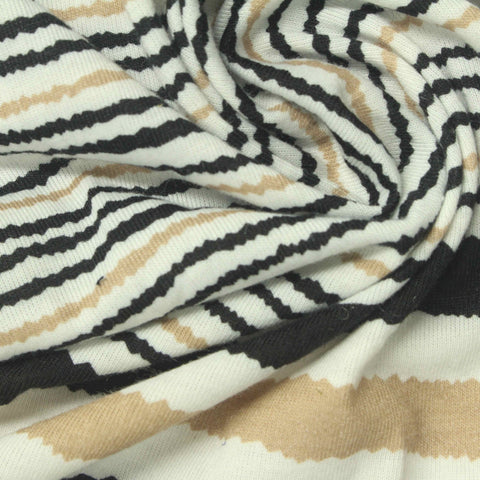 Black Horizontal-Stripe Jersey Knit, Polyester, 180 gsm, 160 cm, ref EF-253463