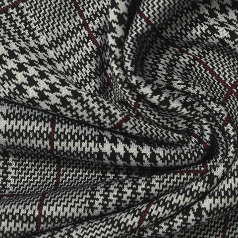 Black Houndstooth Jacquard, Poly-Viscose, 270 gsm