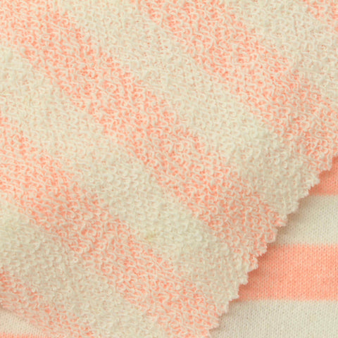Peach Horizontal-Stripe French Terry, Cotton-Poly