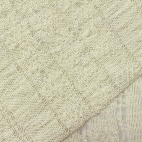 Off-White Fine-Floral Jacquard, Poly-Cotton