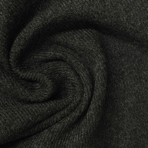 Dark Grey Heather Rib Knit, Poly-Viscose, 230 gsm