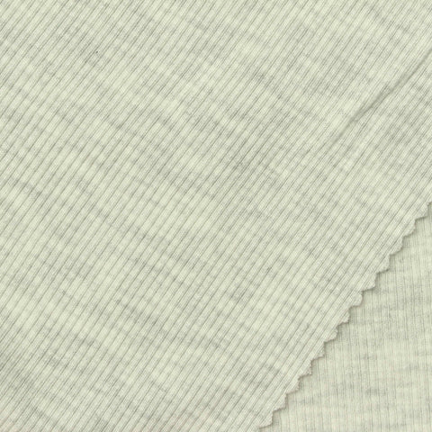 Light Grey Marl Rib Knit, Viscose, 240 gsm, 130 cm