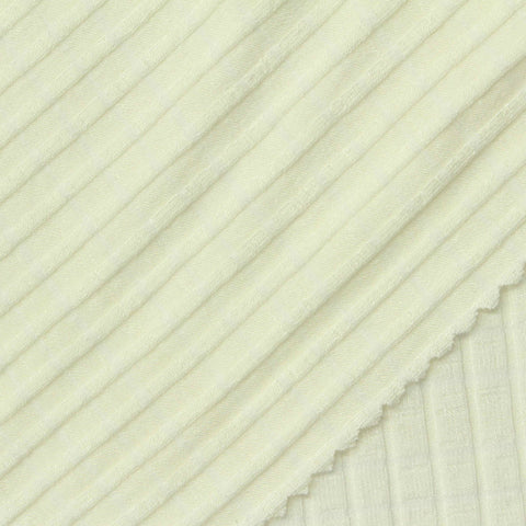 Viscose Stretch Rib Knit Fabric, 280 gsm, 130 cm — White