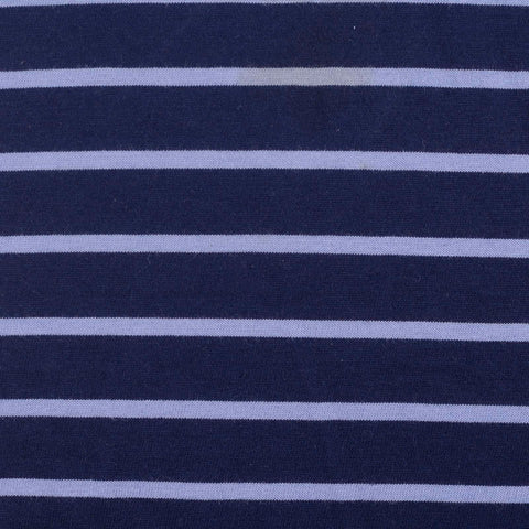 Navy Horizontal-Stripe Jersey Knit, Cotton-Modal, 170 gsm
