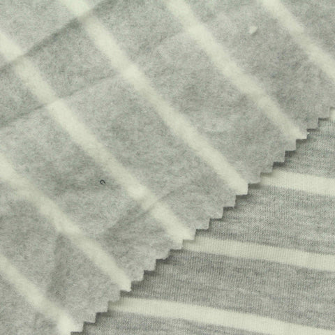 Light Grey Horizontal-Stripe French Terry, Poly-Viscose, 220 gsm