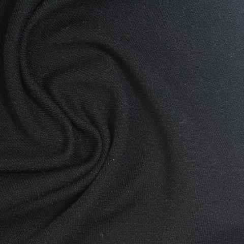 Polyester Viscose Stretch Piqué Knit Fabric — Black