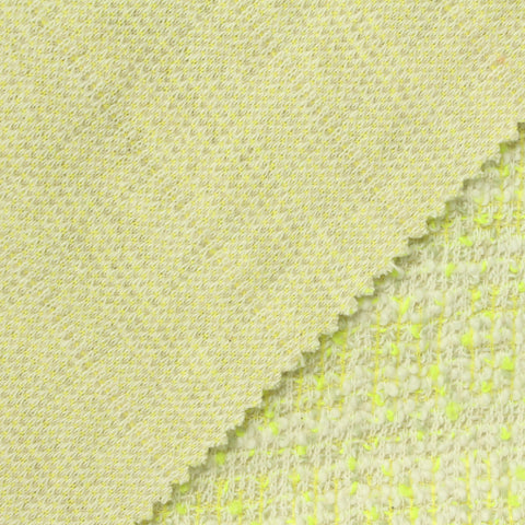 Jacquard Slub Cotton Polyester Bouclé Fabric, 314 gsm, 175 cm — White