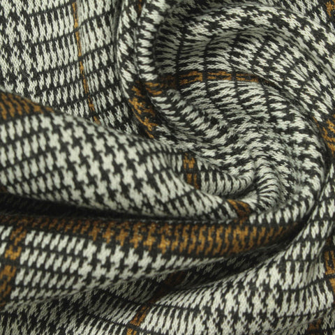 Black Plaid Interlock Knit, Polyester, 289 gsm