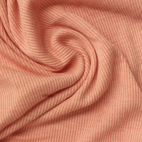 Dusty Peach Ribbed Rib Knit, Poly-Viscose