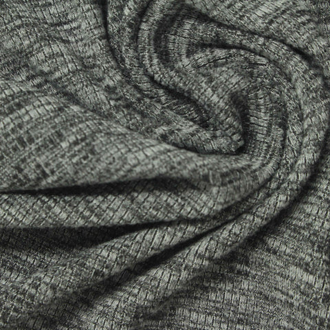 Grey Marl Rib Knit, Polyester, 320 gsm