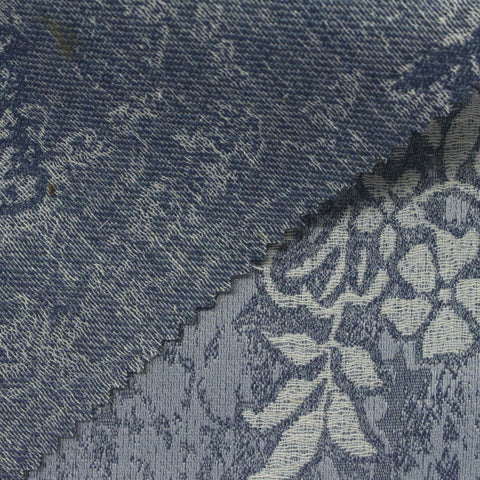 Blue Tone-on-Tone Floral Scuba Knit, Poly-Cotton