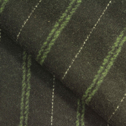 Dark Green Stripes Jacquard, Poly-Viscose