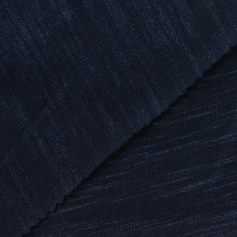 Dark Blue Marl Jersey Knit, Cotton-Poly, 167 gsm
