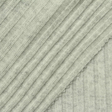 Light Grey Marl Rib Knit, Poly-Viscose, 260 gsm