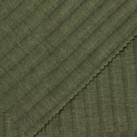 Olive Heather Rib Knit, Poly-Viscose