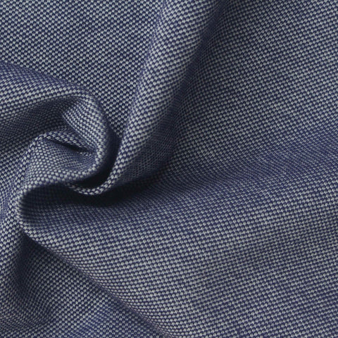 Dark Blue Geometric Piqué Knit, Poly-Cotton