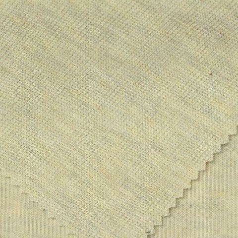 Light Yellow Marl Rib Knit, Poly-Cotton, 240 gsm