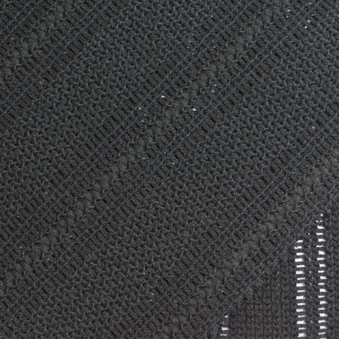 Dark Grey Openwork-Stripe Warp Knit, Cotton-Poly