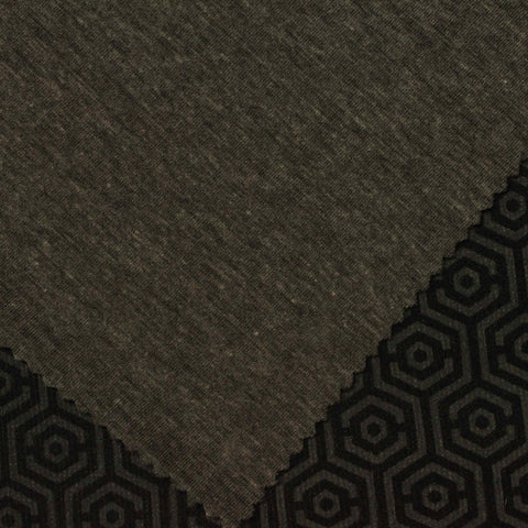 Dark Grey Geometric-Hexagon Interlock Knit, Poly-Cotton