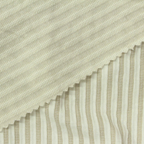 Light Beige Stripe Jersey Knit, Poly-Cotton