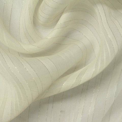 White Vertical-Stripe Chiffon, Polyester