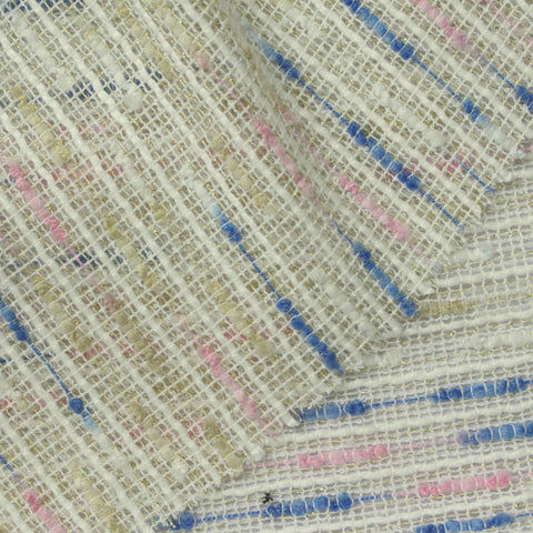 Blue Horizontal-Dash Bouclé, Polyester