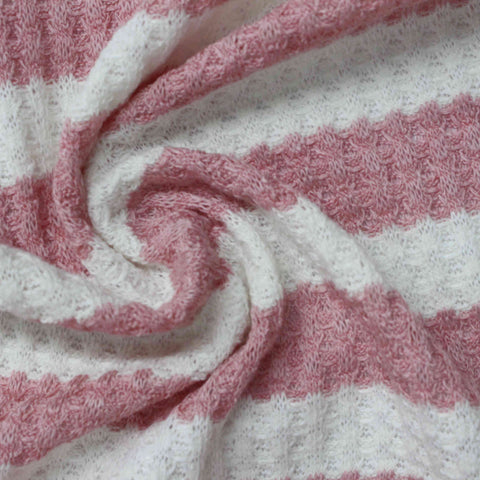 Pink Diagonal-Stripe Rib Knit, Poly-Viscose