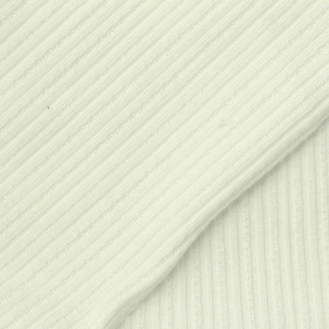 Jacquard Cotton Polyester Rib Knit Fabric, 240 gsm, 140 cm — White
