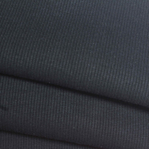 Cotton Stretch Rib Knit Fabric, 405 gsm, 110 cm — Navy