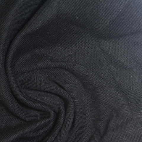 Cotton Stretch Rib Knit Fabric, 380 gsm, 120 cm — Black