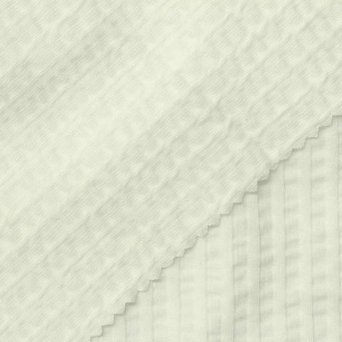 Cream Stripes Interlock Knit, Cotton, 245 gsm