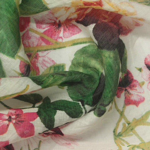 Pink Bold-Floral Rib Knit, Viscose-Nylon